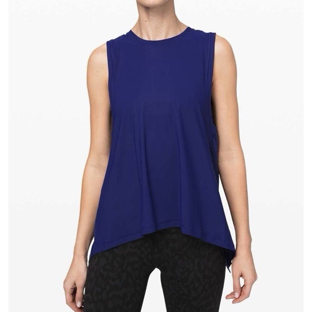 Lululemon In the Open Tank Larkspur Blue Open Back Athletic Top Womens M NWT - Picture 2 of 8